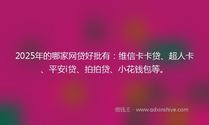 2025年的哪家网贷好批有：维信卡卡贷、超人卡、平安i贷、拍拍贷、小花钱包等。