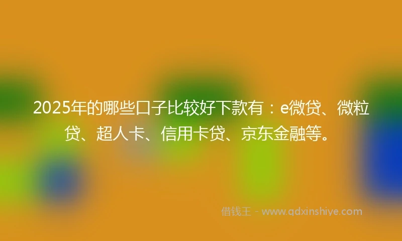 2025年的哪些口子比较好下款有：e微贷、微粒贷、超人卡、信用卡贷、京东金融等。
