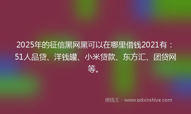 2025年的征信黑网黑可以在哪里借钱2021有：51人品贷、洋钱罐、小米贷款、东方汇、团贷网等。