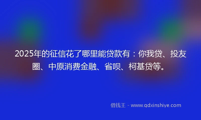 2025年的征信花了哪里能贷款有：你我贷、投友圈、中原消费金融、省呗、柯基贷等。