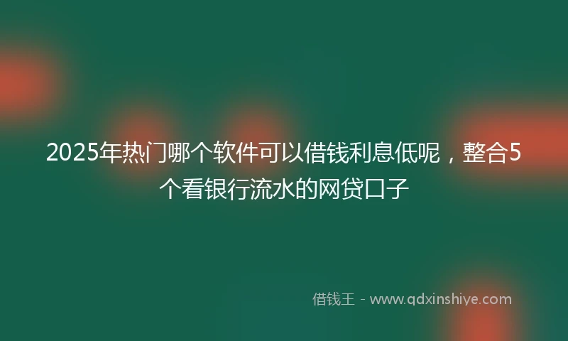 2025年热门哪个软件可以借钱利息低呢，整合5个看银行流水的网贷口子