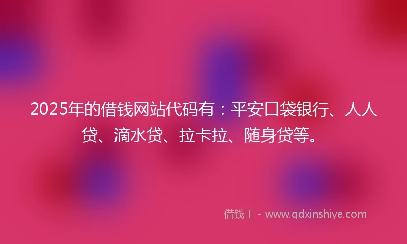 2025年的借钱网站代码有：平安口袋银行、人人贷、滴水贷、拉卡拉、随身贷等。