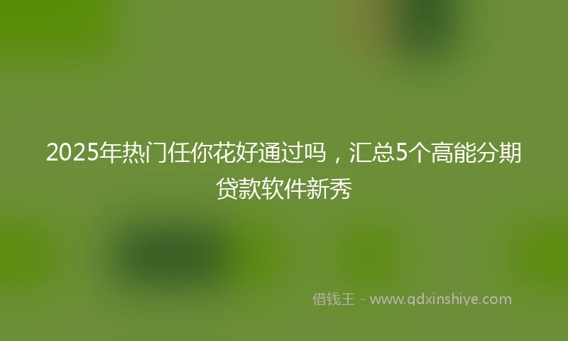 2025年热门任你花好通过吗，汇总5个高能分期贷款软件新秀