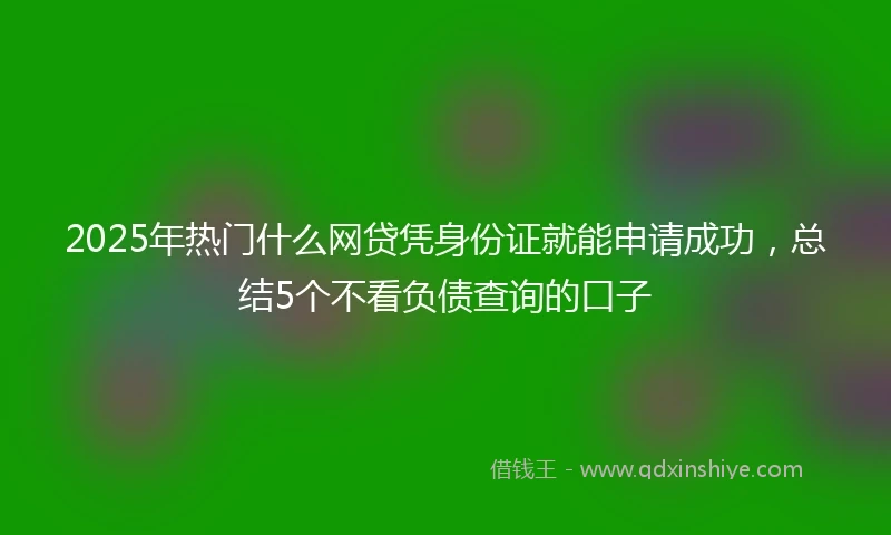 2025年热门什么网贷凭身份证就能申请成功，总结5个不看负债查询的口子