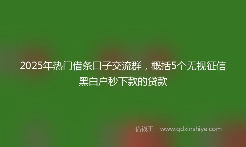 2025年热门借条口子交流群，概括5个无视征信黑白户秒下款的贷款