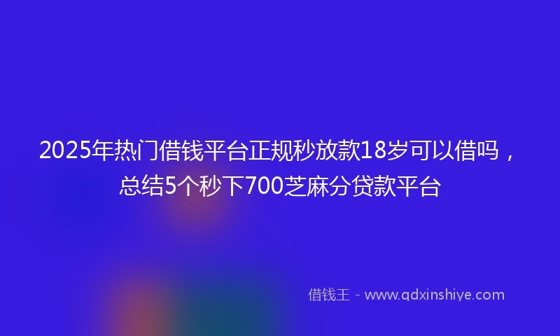 2025年热门借钱平台正规秒放款18岁可以借吗，总结5个秒下700芝麻分贷款平台