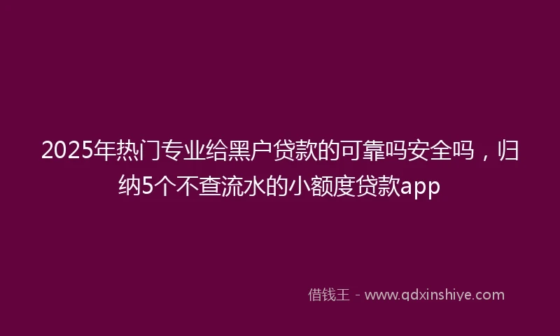 2025年热门专业给黑户贷款的可靠吗安全吗，归纳5个不查流水的小额度贷款app