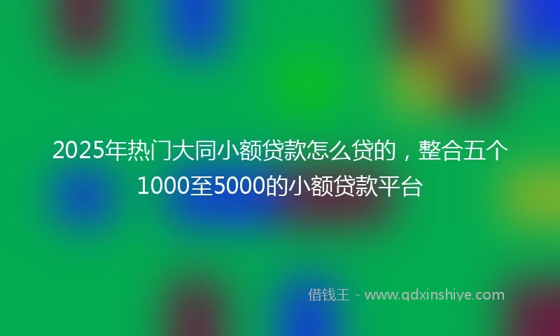 2025年热门大同小额贷款怎么贷的，整合五个1000至5000的小额贷款平台