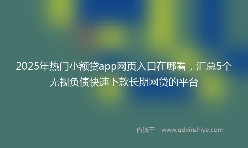 2025年热门小额贷app网页入口在哪看，汇总5个无视负债快速下款长期网贷的平台