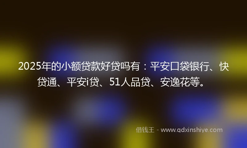 2025年的小额贷款好贷吗有：平安口袋银行、快贷通、平安i贷、51人品贷、安逸花等。