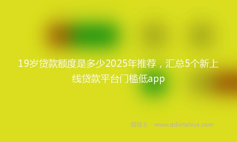 19岁贷款额度是多少2025年推荐，汇总5个新上线贷款平台门槛低app