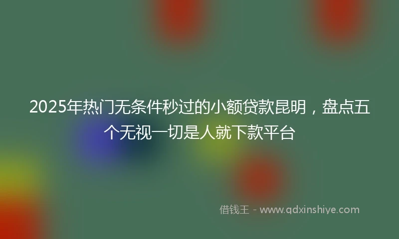 2025年热门无条件秒过的小额贷款昆明，盘点五个无视一切是人就下款平台