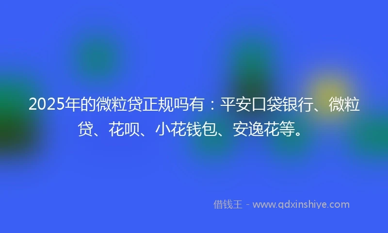2025年的微粒贷正规吗有：平安口袋银行、微粒贷、花呗、小花钱包、安逸花等。