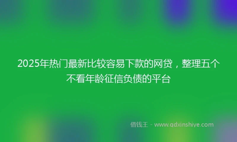 2025年热门最新比较容易下款的网贷，整理五个不看年龄征信负债的平台