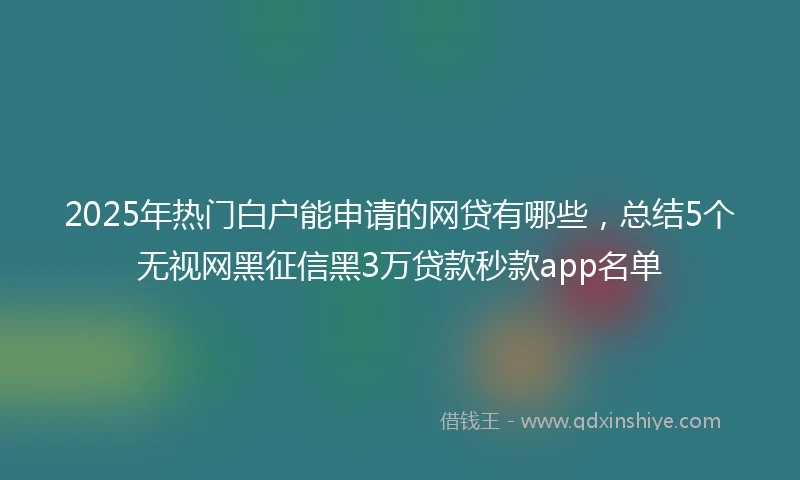 2025年热门白户能申请的网贷有哪些，总结5个无视网黑征信黑3万贷款秒款app名单