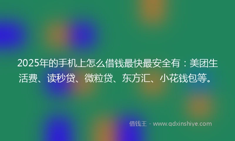 2025年的手机上怎么借钱最快最安全有：美团生活费、读秒贷、微粒贷、东方汇、小花钱包等。