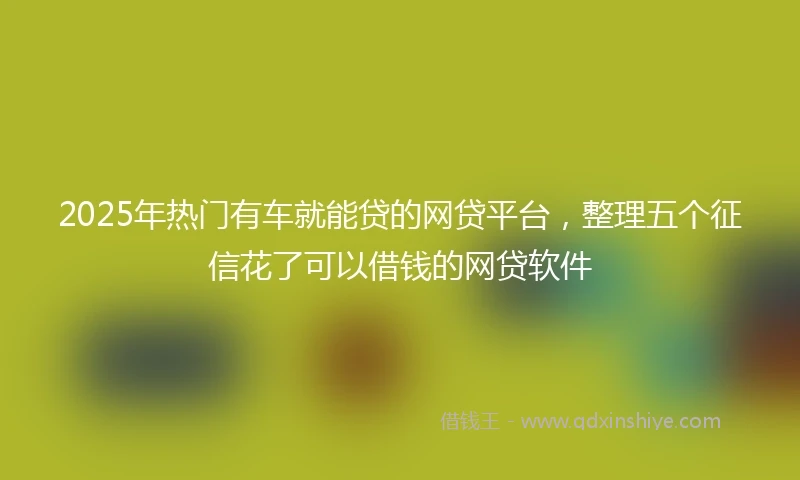 2025年热门有车就能贷的网贷平台，整理五个征信花了可以借钱的网贷软件