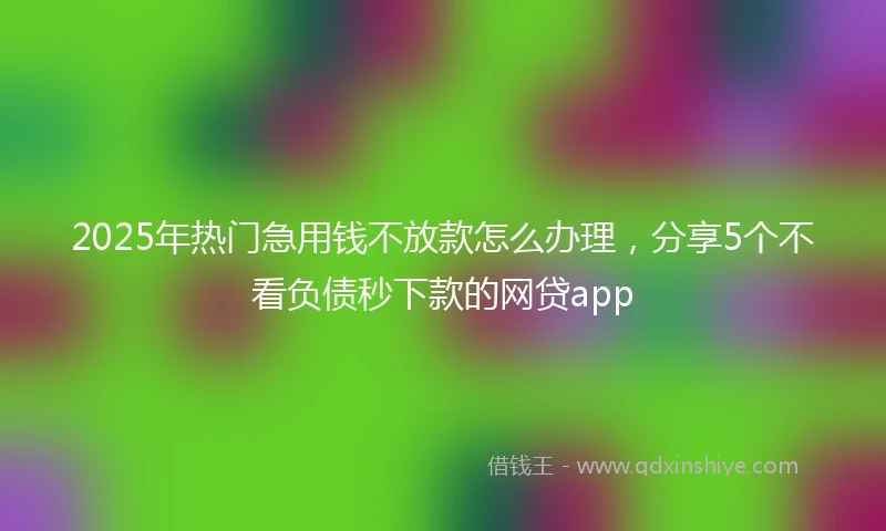 2025年热门急用钱不放款怎么办理，分享5个不看负债秒下款的网贷app