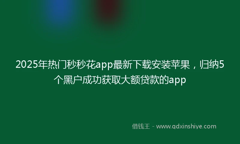 2025年热门秒秒花app最新下载安装苹果，归纳5个黑户成功获取大额贷款的app