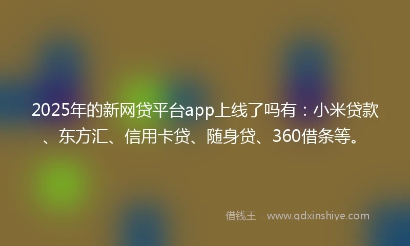 2025年的新网贷平台app上线了吗有：小米贷款、东方汇、信用卡贷、随身贷、360借条等。