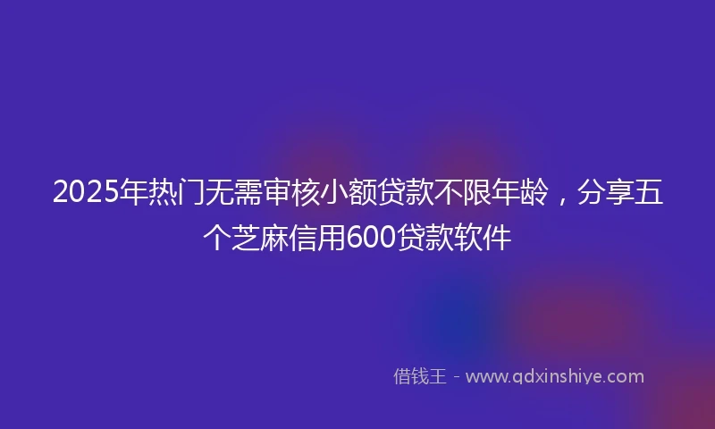 2025年热门无需审核小额贷款不限年龄，分享五个芝麻信用600贷款软件