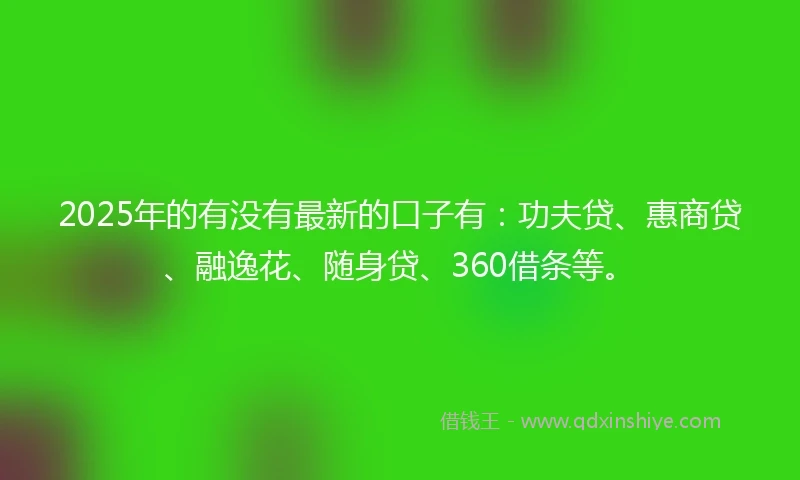 2025年的有没有最新的口子有：功夫贷、惠商贷、融逸花、随身贷、360借条等。