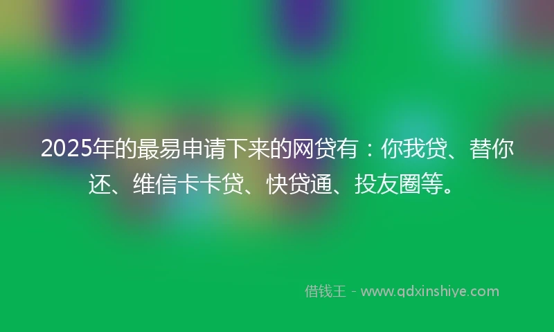 2025年的最易申请下来的网贷有：你我贷、替你还、维信卡卡贷、快贷通、投友圈等。