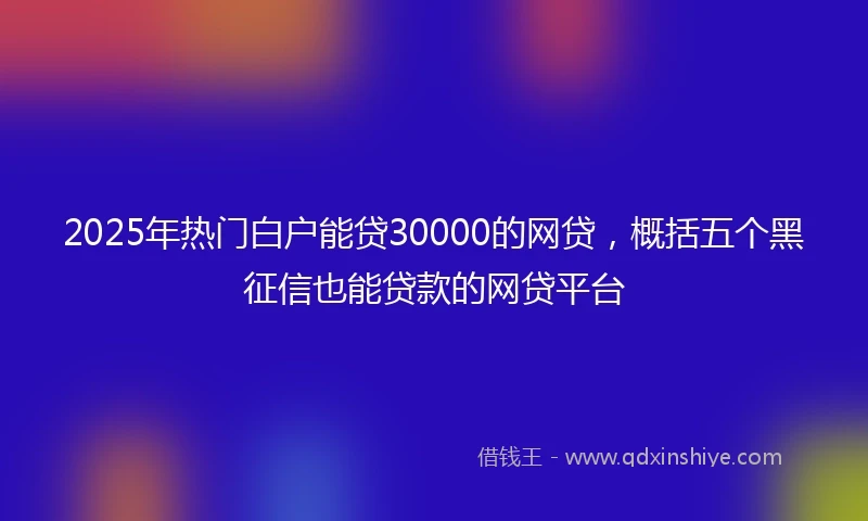2025年热门白户能贷30000的网贷，概括五个黑征信也能贷款的网贷平台