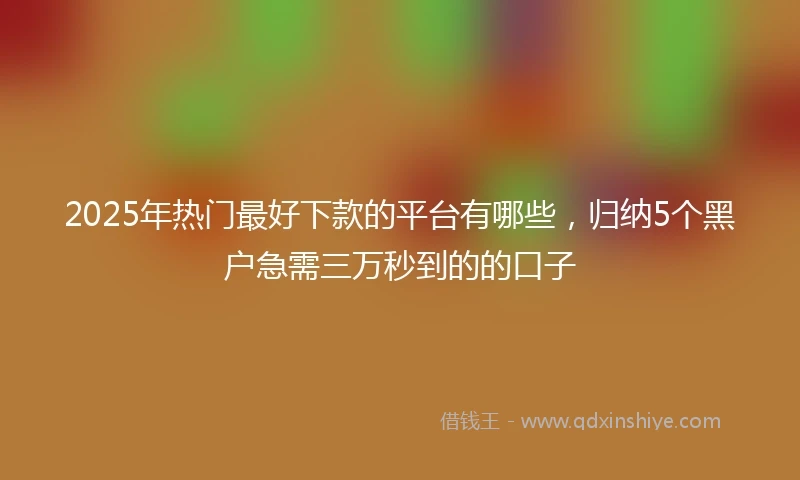 2025年热门最好下款的平台有哪些，归纳5个黑户急需三万秒到的的口子