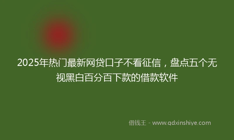 2025年热门最新网贷口子不看征信，盘点五个无视黑白百分百下款的借款软件