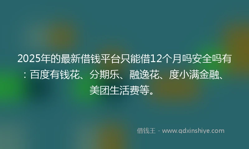 2025年的最新借钱平台只能借12个月吗安全吗有：百度有钱花、分期乐、融逸花、度小满金融、美团生活费等。