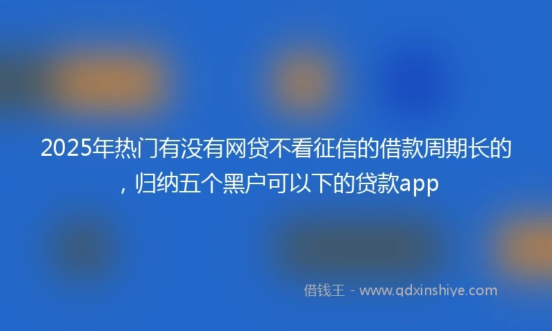 2025年热门有没有网贷不看征信的借款周期长的，归纳五个黑户可以下的贷款app