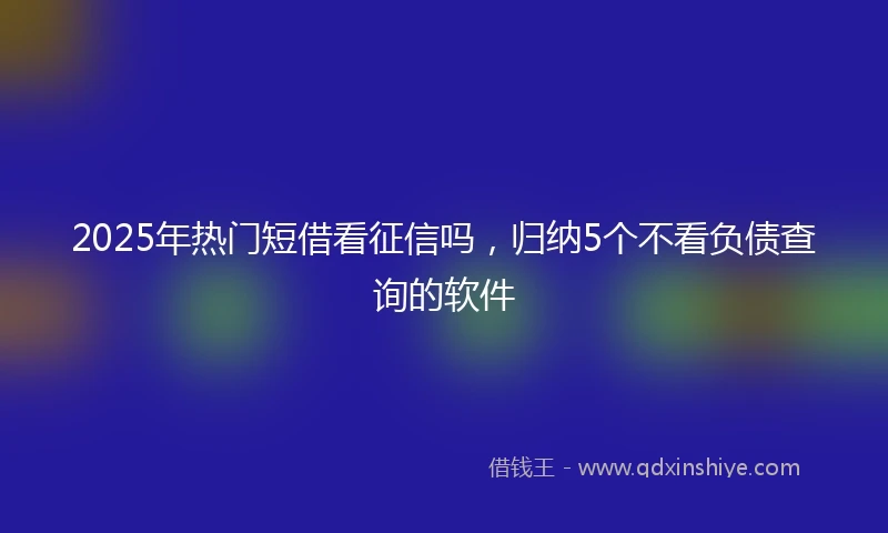 2025年热门短借看征信吗，归纳5个不看负债查询的软件