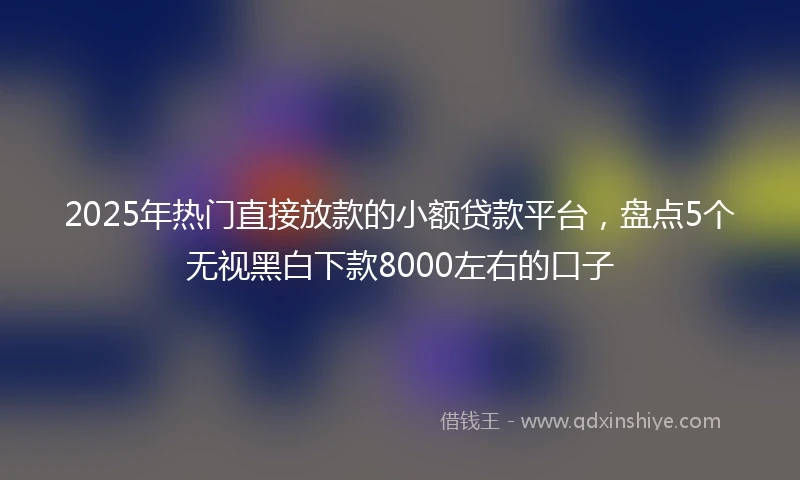 2025年热门直接放款的小额贷款平台,盘点5个无视黑白下款8000左右的口子
