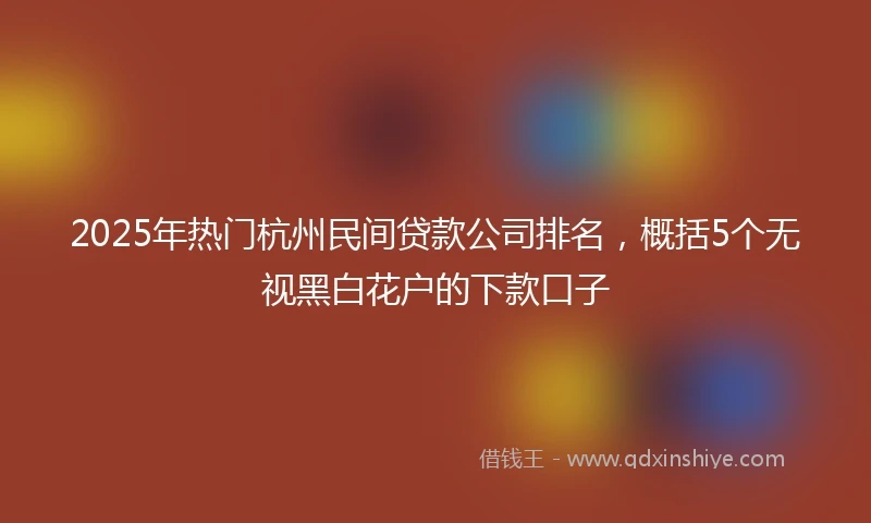 2025年热门杭州民间贷款公司排名，概括5个无视黑白花户的下款口子