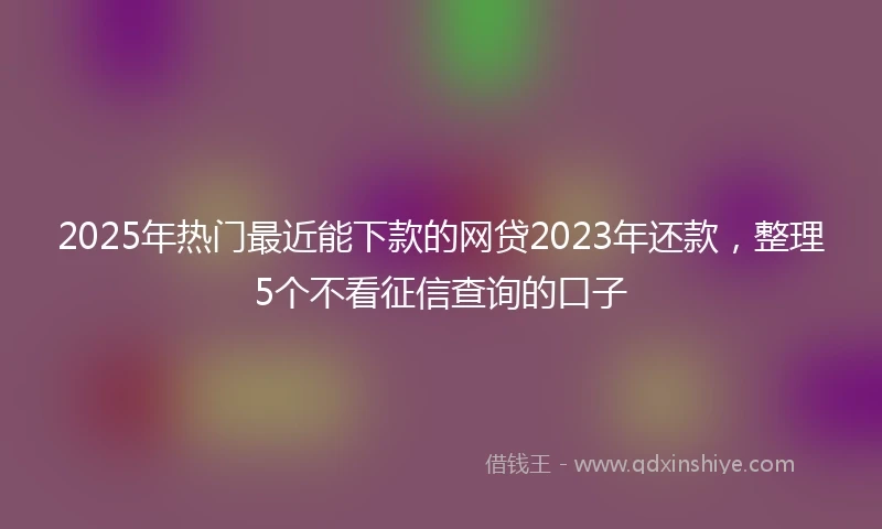 2025年热门最近能下款的网贷2023年还款，整理5个不看征信查询的口子