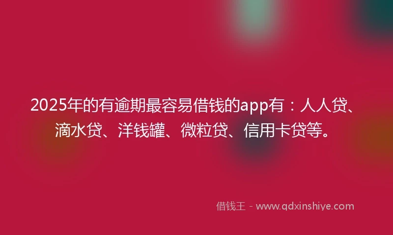 2025年的有逾期最容易借钱的app有：人人贷、滴水贷、洋钱罐、微粒贷、信用卡贷等。