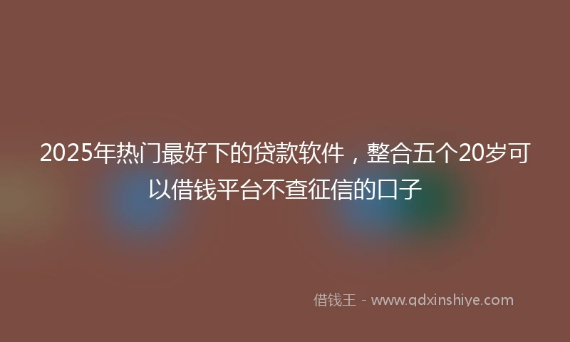 2025年热门最好下的贷款软件，整合五个20岁可以借钱平台不查征信的口子