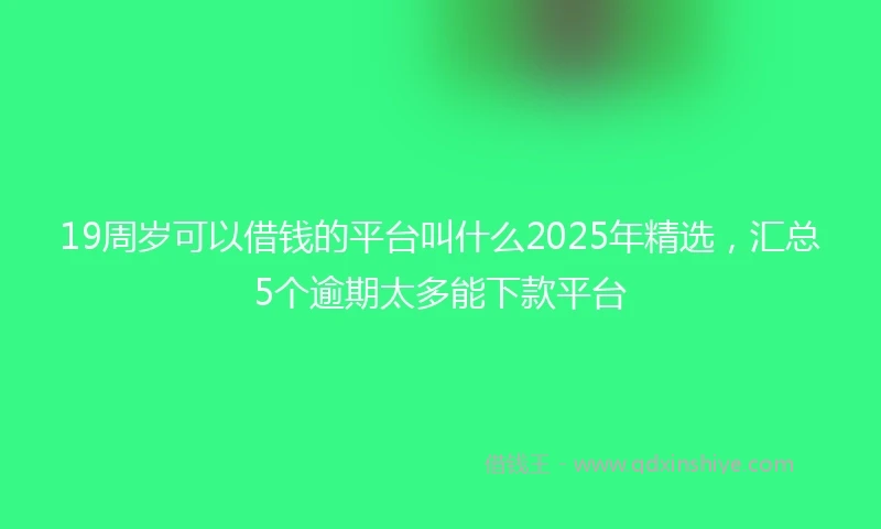 19周岁可以借钱的平台叫什么2025年精选，汇总5个逾期太多能下款平台