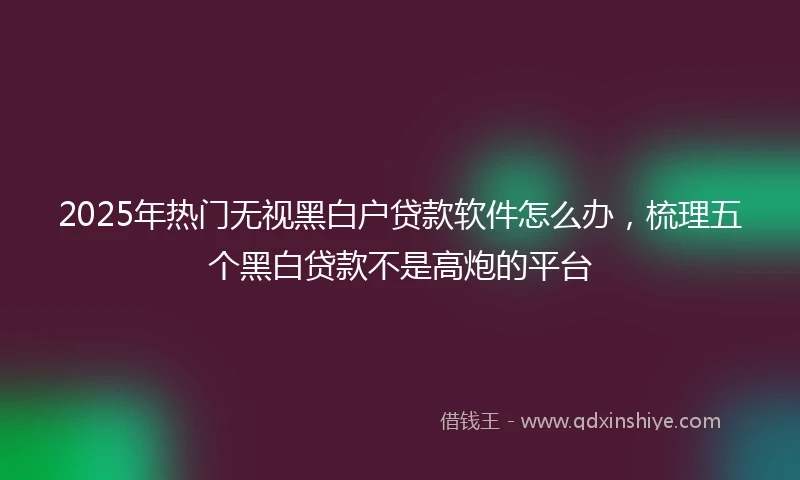 2025年热门无视黑白户贷款软件怎么办，梳理五个黑白贷款不是高炮的平台