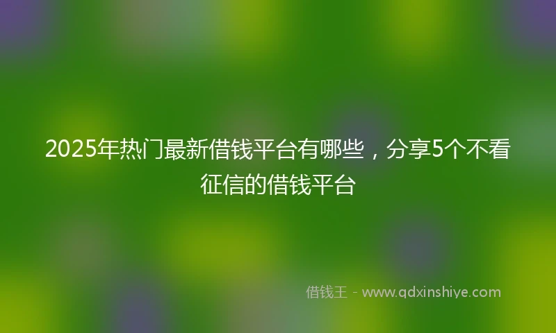 2025年热门最新借钱平台有哪些，分享5个不看征信的借钱平台