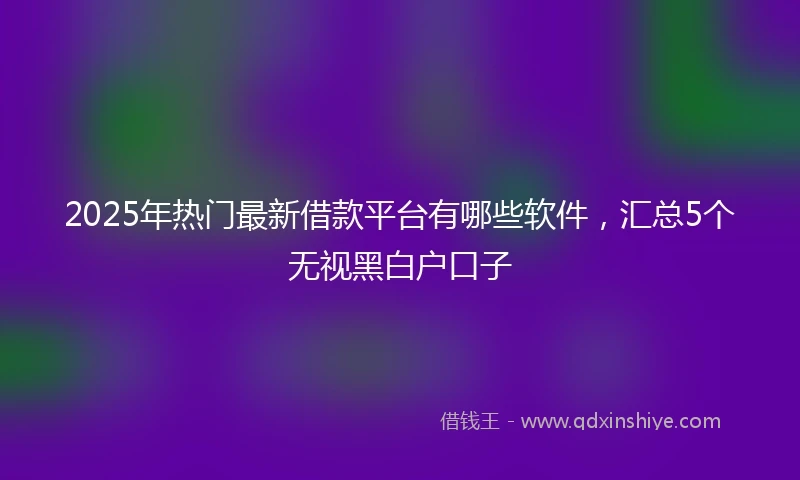 2025年热门最新借款平台有哪些软件，汇总5个无视黑白户口子