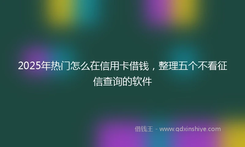 2025年热门怎么在信用卡借钱，整理五个不看征信查询的软件