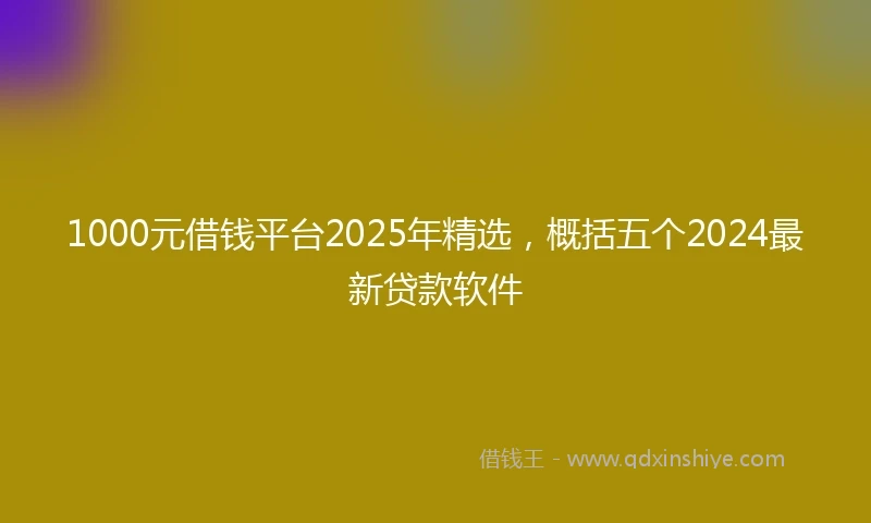 1000元借钱平台2025年精选，概括五个2024最新贷款软件