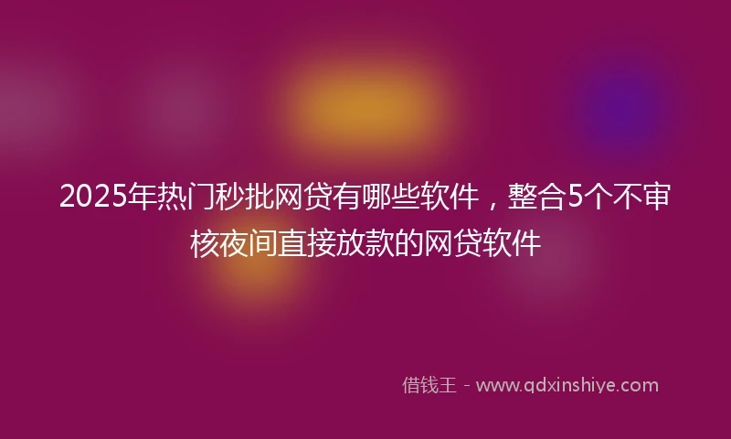 2025年热门秒批网贷有哪些软件，整合5个不审核夜间直接放款的网贷软件