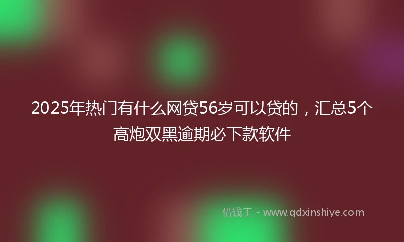2025年热门有什么网贷56岁可以贷的，汇总5个高炮双黑逾期必下款软件