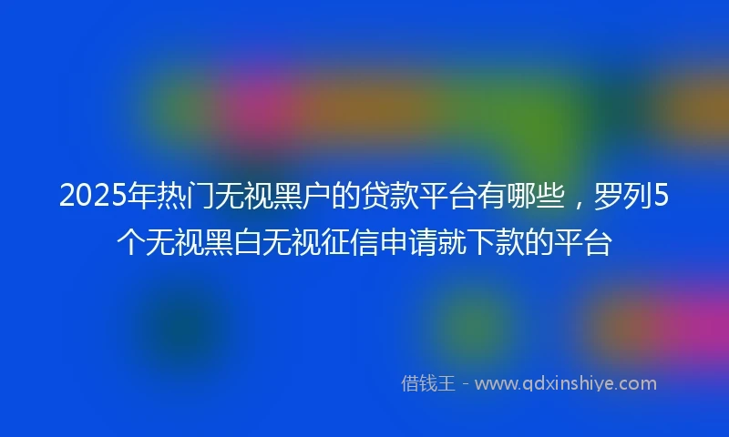 2025年热门无视黑户的贷款平台有哪些，罗列5个无视黑白无视征信申请就下款的平台