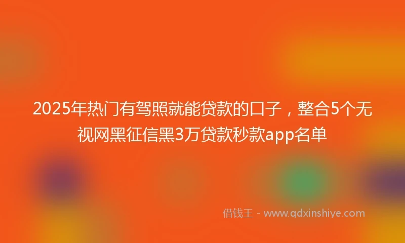 2025年热门有驾照就能贷款的口子，整合5个无视网黑征信黑3万贷款秒款app名单
