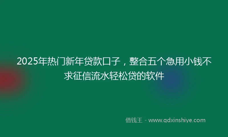 2025年热门新年贷款口子，整合五个急用小钱不求征信流水轻松贷的软件