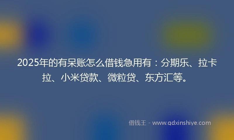 2025年的有呆账怎么借钱急用有：分期乐、拉卡拉、小米贷款、微粒贷、东方汇等。